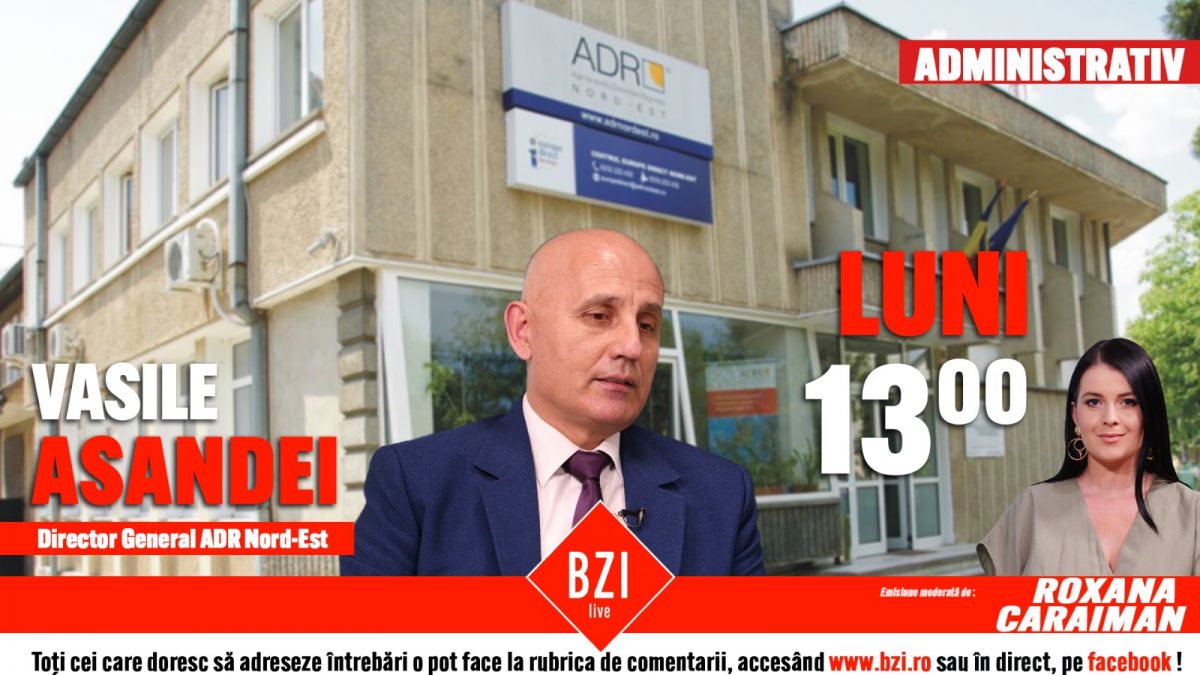 Vasile Asandei, directorul ADR-Nord Est vine la BZI Live pentru a prezenta noile proiecte de digitalizare și dezvoltare a orașelor din regiunea Nord Est a României