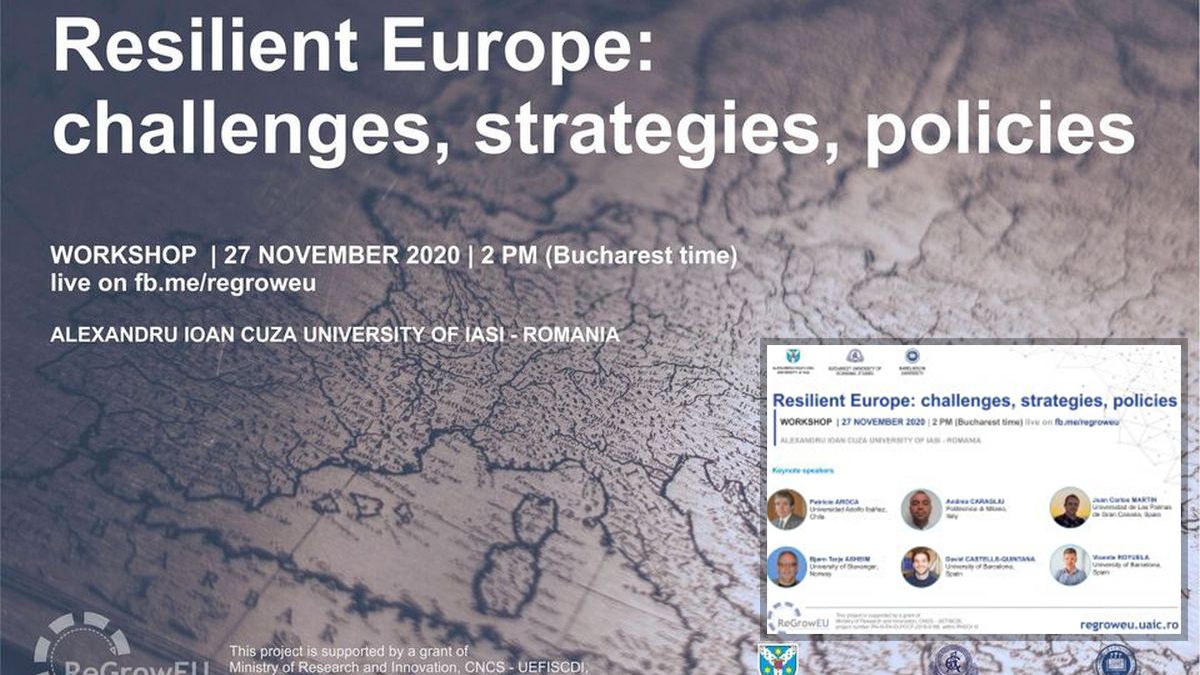 Centrul de Studii Europene al UAIC din Iași a organizat un workshop ce a avut în prim-plan un dialog academic, la nivel internațional, pe tema „Resilient Europe: challenges, strategies, policies”