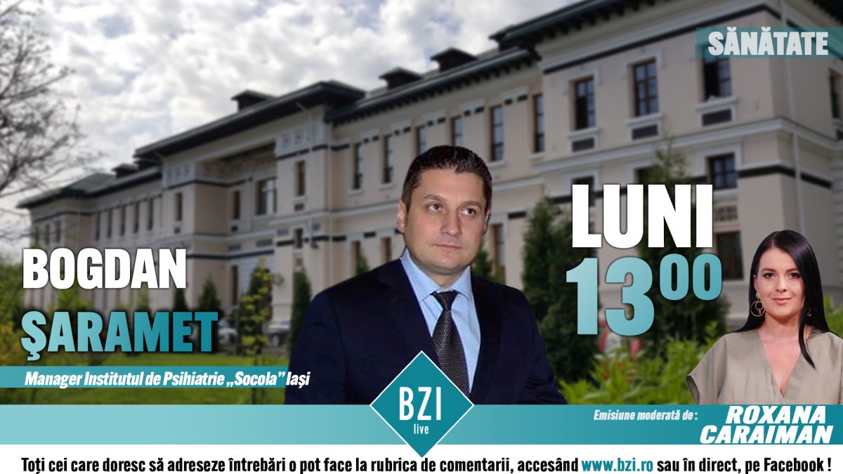 Despre focarele de coronavirus de la Institutul de Psihiatrie „Socola” Iași. Bogdan Șaramet, managerul unității medicale, oferă detalii la BZI LIVE