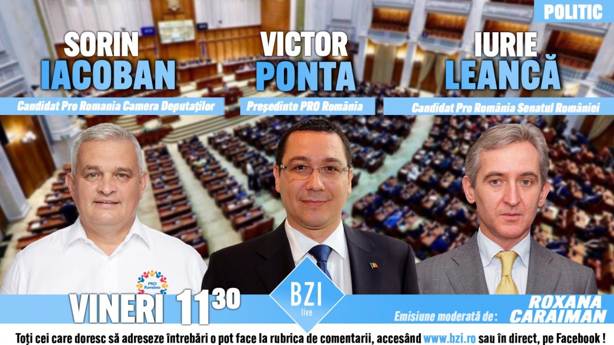 Victor Ponta, președintele PRO România, Sorin Iacoban, candidat PRO România pentru Camera Deputaților și Iurie Leancă, candidat PRO România pentru Senat, în direct la BZI LIVE! Duminică, 6 decembrie 2020, ne alegem parlamentarii și, implicit, Guvernul