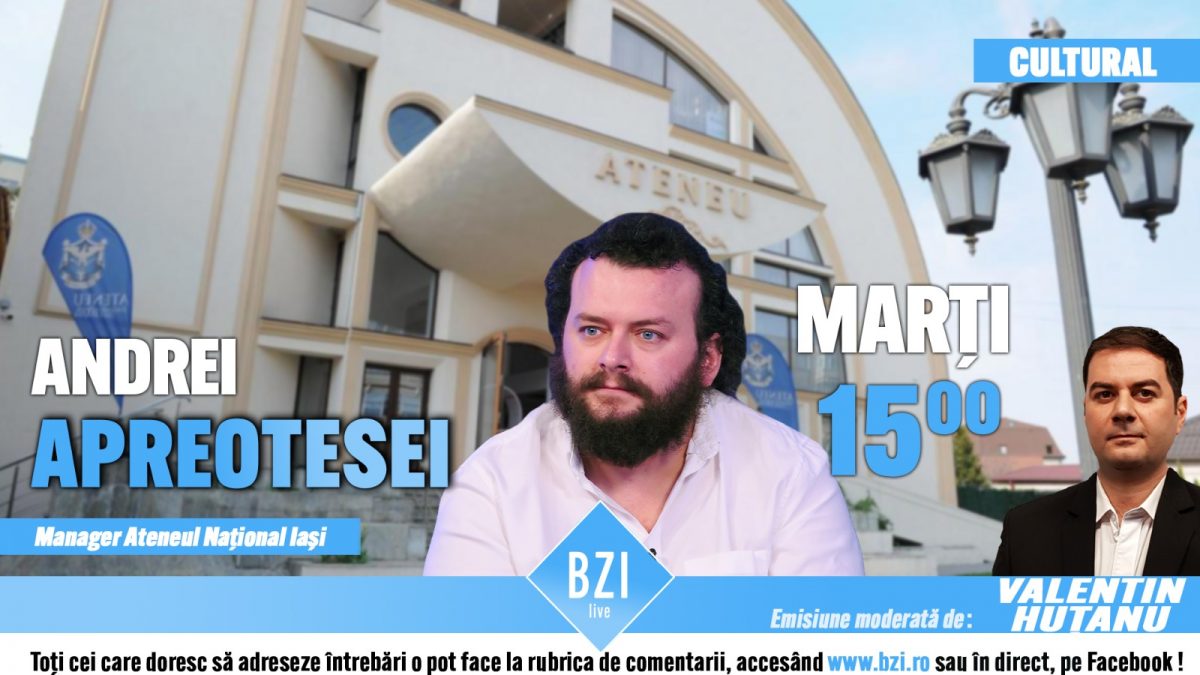 Despre cele mai proaspete, interesante şi speciale proiecte culturale dar şi noi investiţii pe acest plan, în Studioul BZI LIVE alături de Andrei Apreotesei, managerul Ateneului Naţional din Iaşi