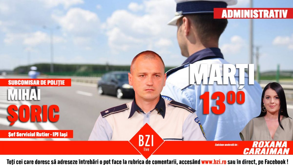 Atenție șoferi! Subcomisarul de poliție Mihai Șoric, șeful Serviciului Rutier, revine la BZI LIVE! Amintim conducătorilor auto cum trebuie să fie echipată o mașină pentru iarnă și care sunt regulile privind conduita șoferilor pe timpul deplasărilor