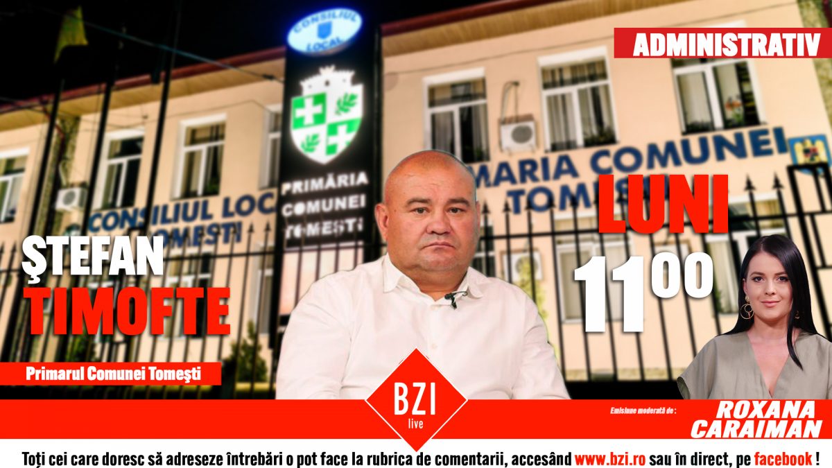 Proiecte noi în 2021 la BZI LIVE. Ștefan Timofte, primarul comunei Tomești, va prezenta cele mai importante obiective ale localității din zona metropolitană