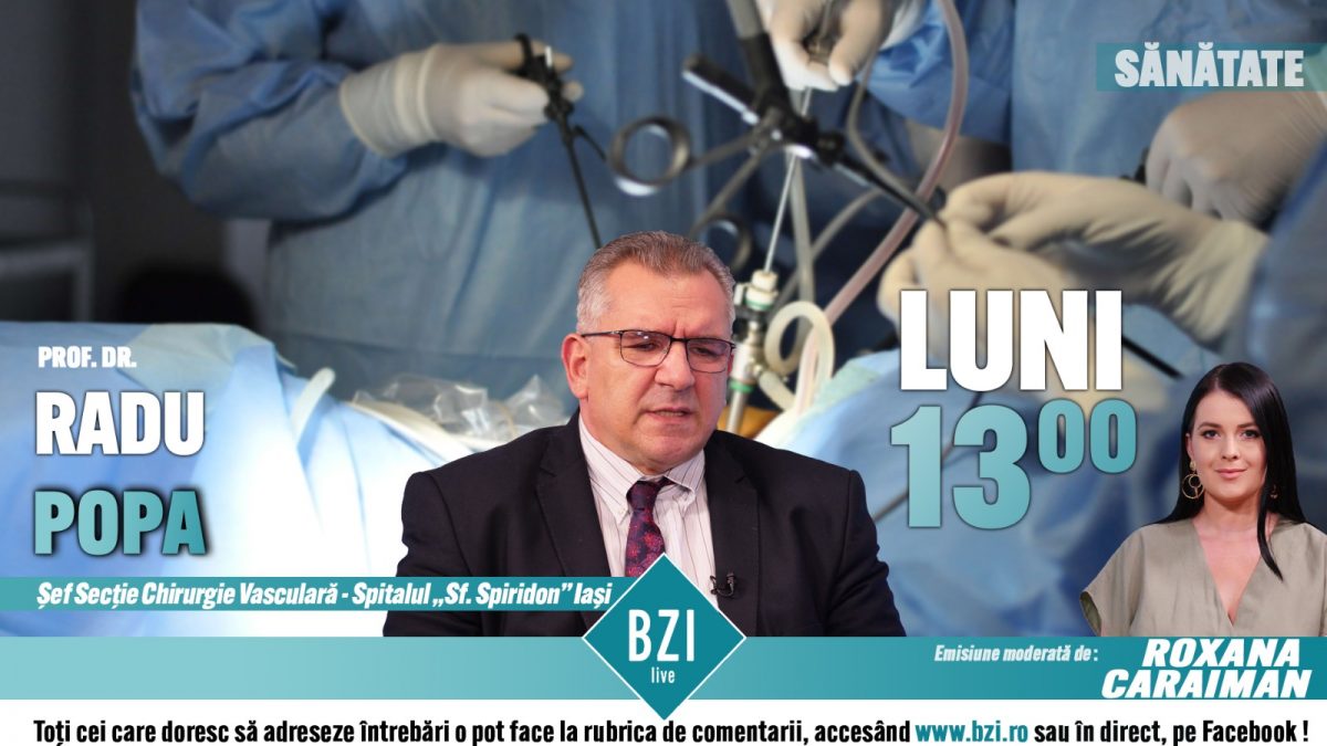 Chirurgia vasculară a secolului XXI. Prof. dr. Radu Popa, șef Clinică de Chirurgie Vasculară de la Spitalul „Sf. Spiridon” Iași, discută la BZI LIVE despre noile terapii