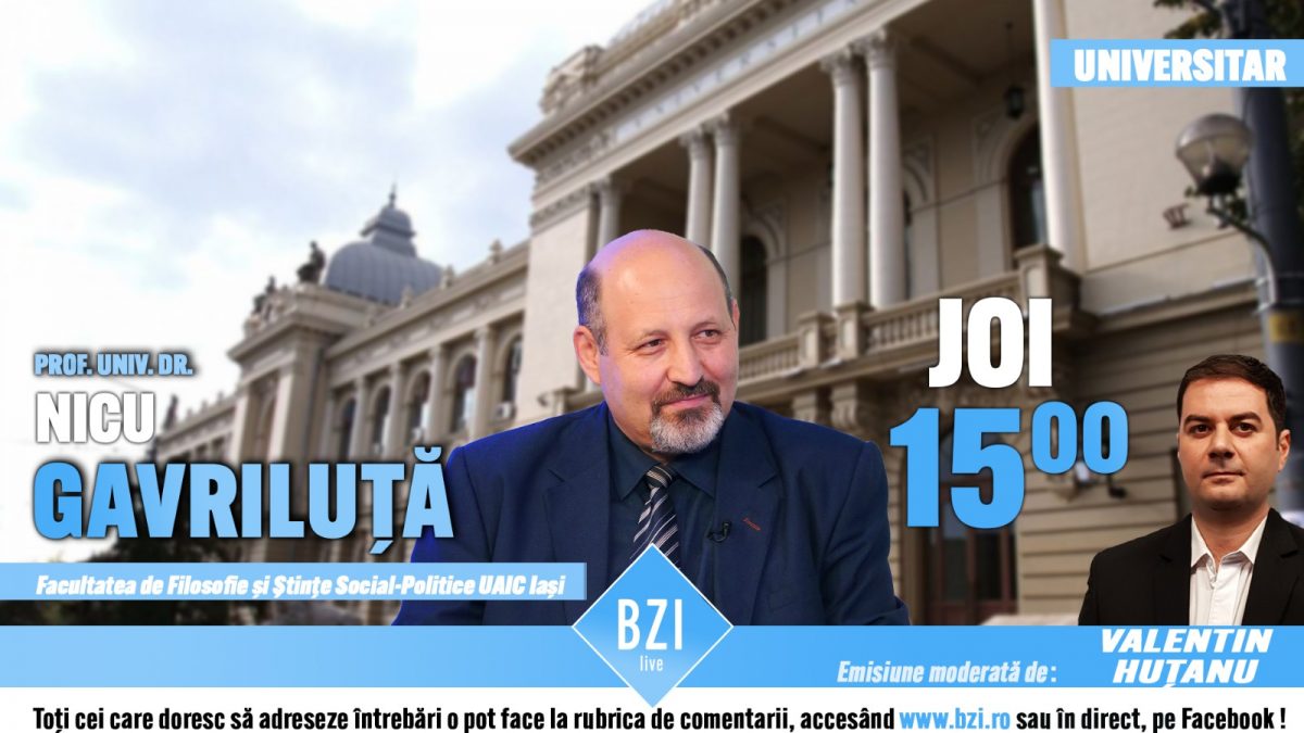 În faţa unei noi activităţi manageriale esenţiale, în actualul context al pandemiei de COVID-19, prof. univ. dr. Nicu Gavriluță de la Universitatea „Cuza”, invitat la un dialog incitant în Platoul BZI LIVE