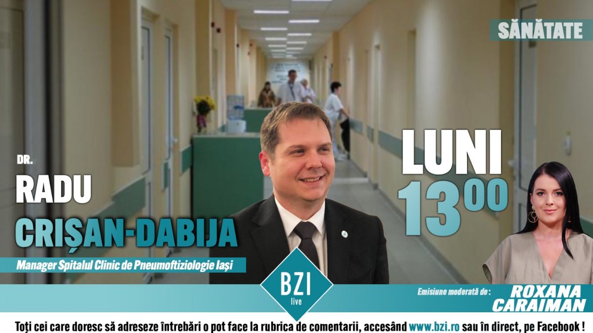 Ieșenii cu sechele pulmonare necesită internare! Dr. Radu Crișan-Dabija, managerul Spitalului Clinic de Pneumoftiziologie Iași, discută la BZI LIVE despre pacienții cu complicații post COVID-19