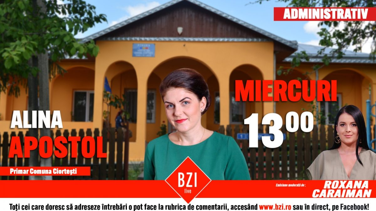 Proiectele Primăriei Ciortești vor fi discutate la BZI LIVE cu Alina Apostol, primarul comunei