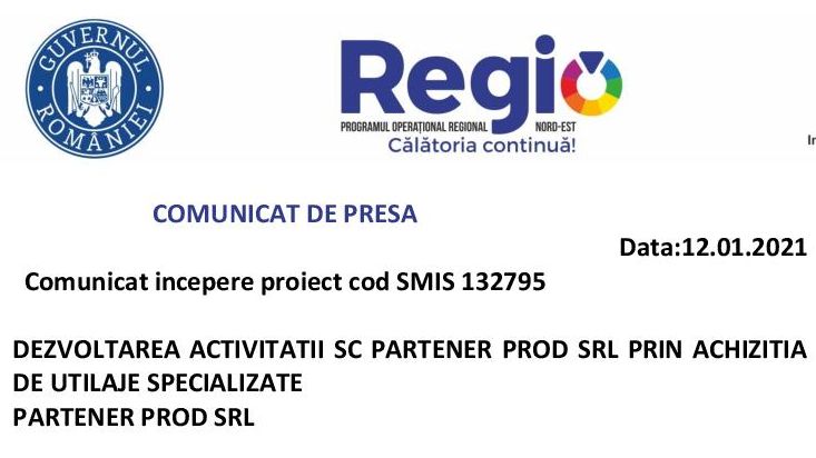 Comunicat incepere proiect cod SMIS 132795