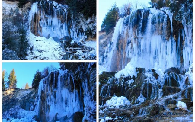 Imagini fabuloase cu o cascadă îngheţata din România! Au făcut înconjurul țării