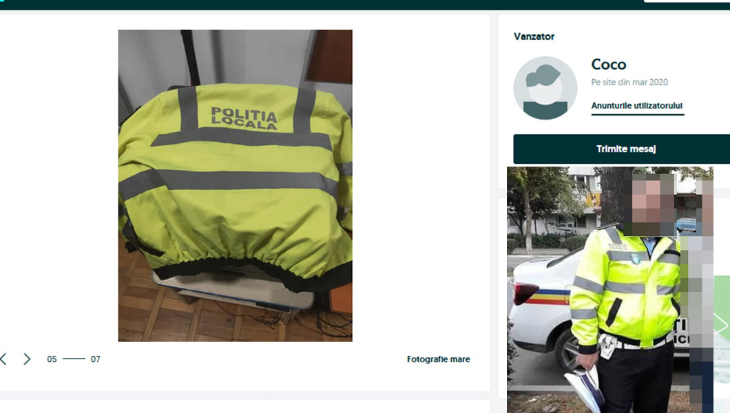 Un poliţist local din Vaslui şi-a vândut uniforma pe internet pentru 300 de lei! Cum suna anunţul omului legii