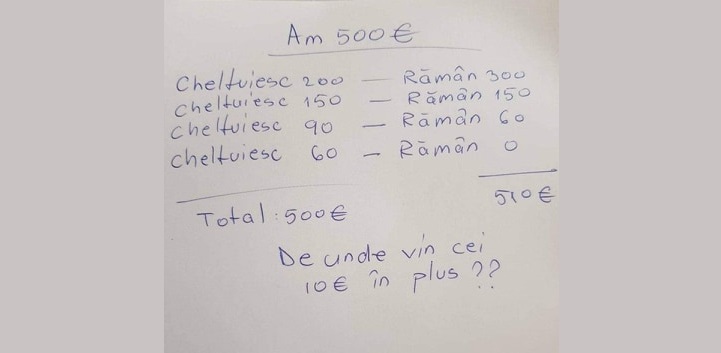 Problema serii. De unde vin cei zece euro?