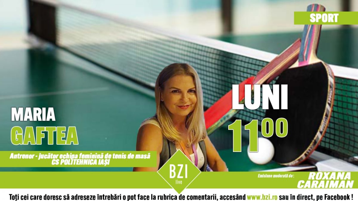 A revenit în tenisul de masă după o pauză de peste 20 de ani iar acum este campioană europeană! Maria Gaftea, jucător și antrenor al echipei feminine CS Politehnica Iași, discută despre magia tenisului de masă