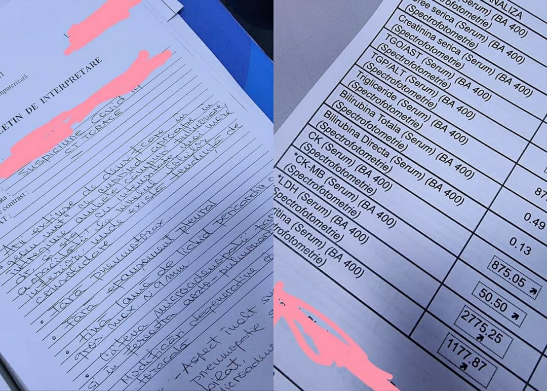 Așa arată analizele unui pacient infectat cu COVID, în vârstă de 50 de ani, fără alte boli asociate. Dr. Amin Zahra: „Tratamentul minune recomandat de anumiți “medici” nu a funcționat”