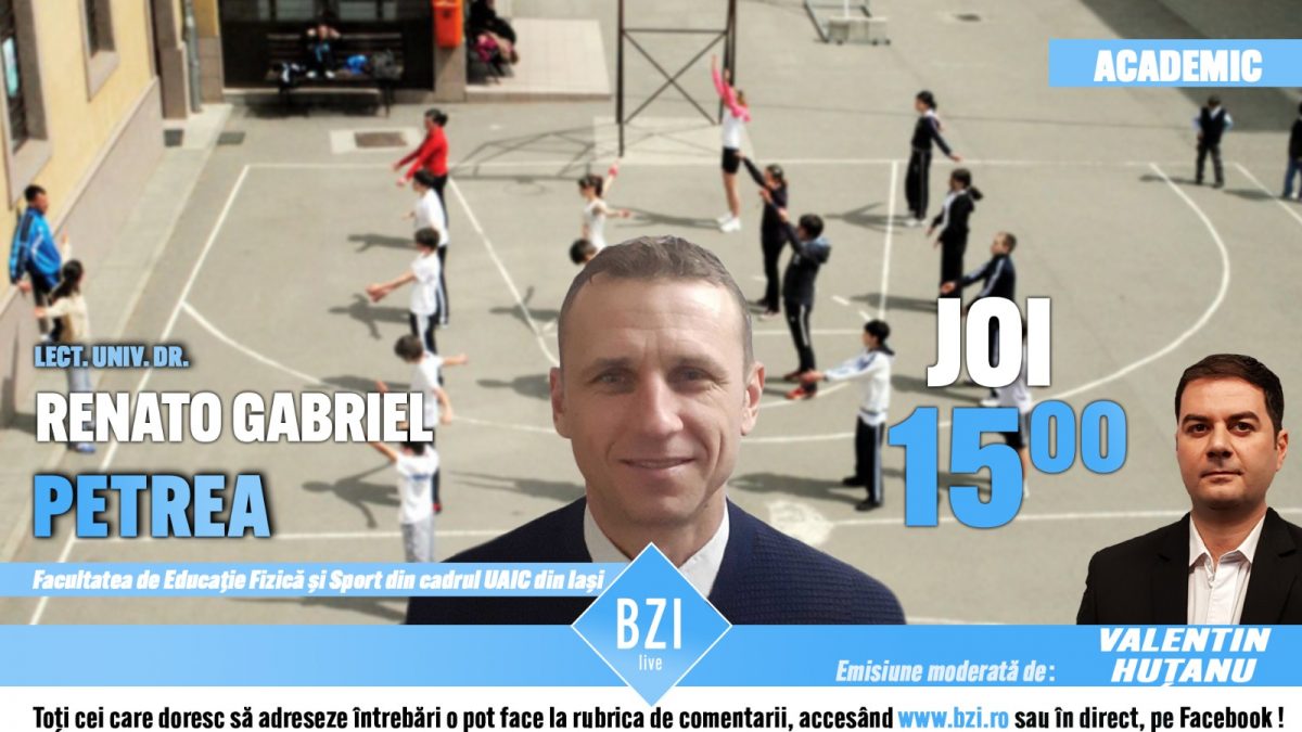 Ediţie BZI LIVE de actualitate academică, un proiect spectaculos sportiv, despre utilitatea şi beneficiile practicării înotului alături de lect. univ. dr. Renato Gabriel Petrea, Facultatea de Educaţie Fizică şi Sport a Universităţii „Cuza” din Iaşi