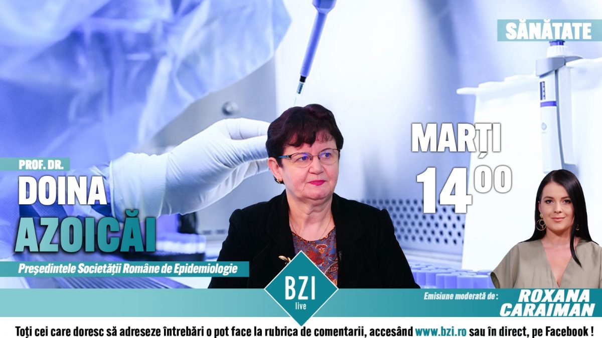 Președintele Societății Române de Epidemiologie vine în studioul BZI LIVE. Prof. dr. Doina Azoicăi va oferi ultimele informații despre vaccinurile anti-Covid-19, dar și despre la ce să ne așteaptăm în valul trei al pandemiei