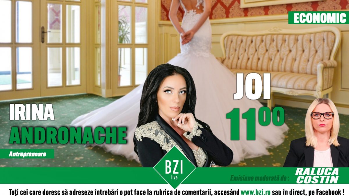Cum a influențat pandemia moda rochiilor de mireasă? Discuţie cu Irina Andronache, designer vestimentar din Iași, numai la BZI LIVE!