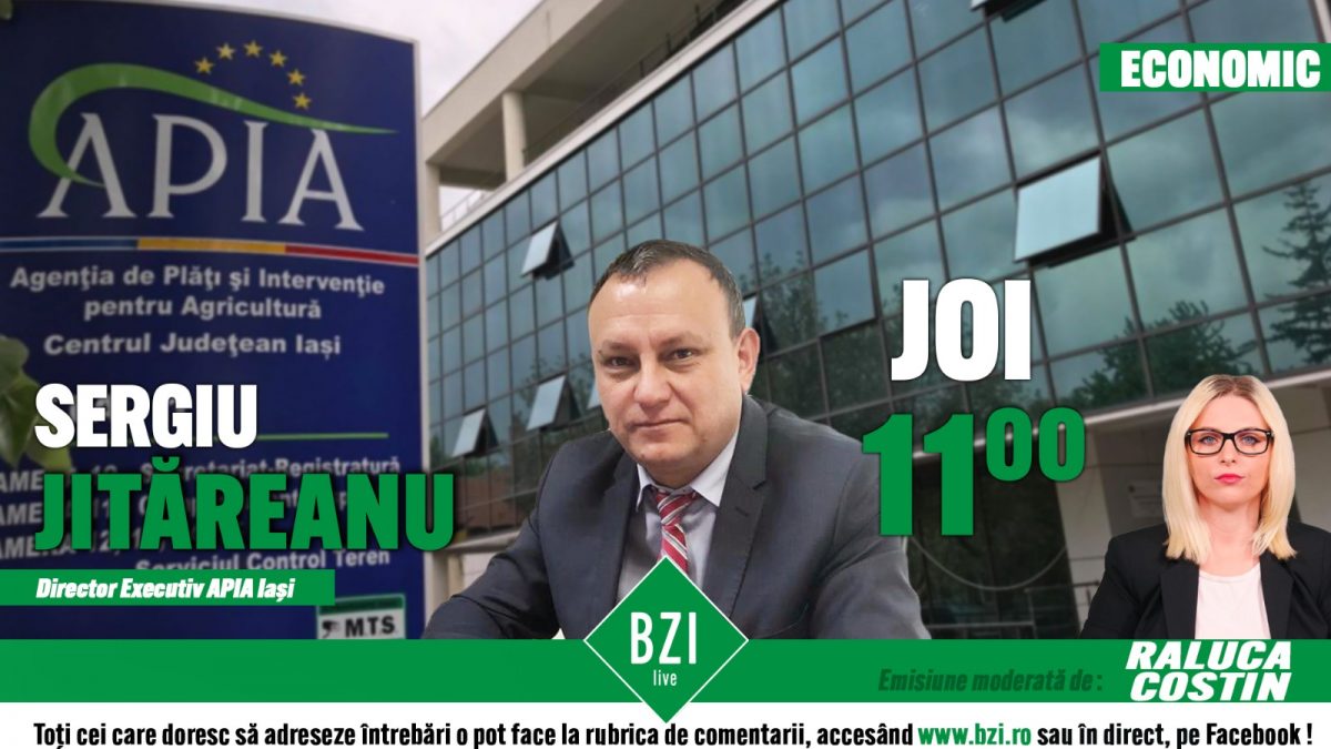 Aflați totul despre campania de depunere a cererilor unice de plată din acest an, de la directorul APIA Iași! Sergiu Jităreanu va oferi informații importante despre această campanie, numai la BZI LIVE!