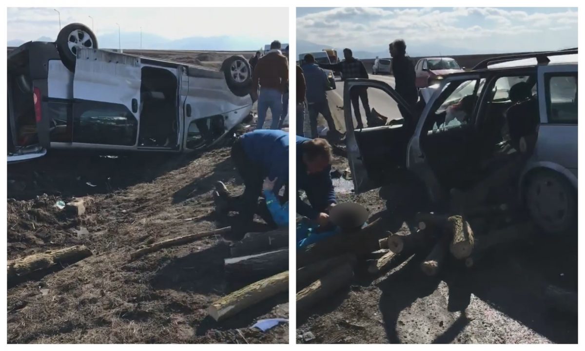 Accident rutier în Brașov. Un microbuz cu zece persoane, dintre care și cinci copii s-a răsturnat – VIDEO