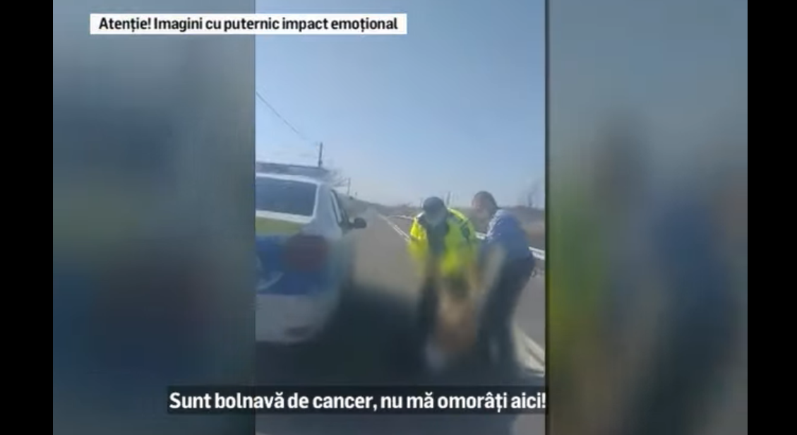 Femeie bolnavă de cancer, târâtă pe stradă de polițiști, în Gorj. „Au tras de mine, m-au zgâriat” – VIDEO