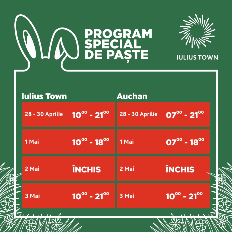 Pregătește-te pentru sărbători în familie la Iulius Town! Află programul special de Paște