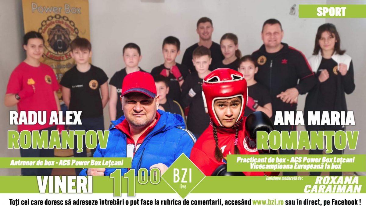 Un interviu cu mănuși… de box! În studioul BZI LIVE sunt prezenți Radu Romanțov, antrenorul și președintele Power Box, Ana Maria Romanțov, vicecampioană europeană la box, Bianca Andrieș