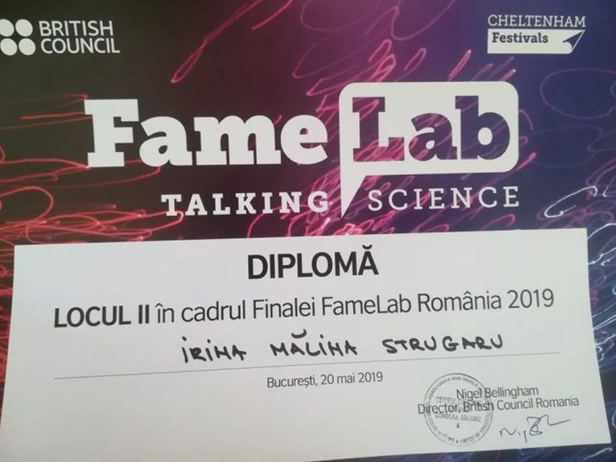 Irina-Mălina Strugaru, studentă la Facultatea de Fizică, va reprezenta UAIC Iași la finala națională FameLab