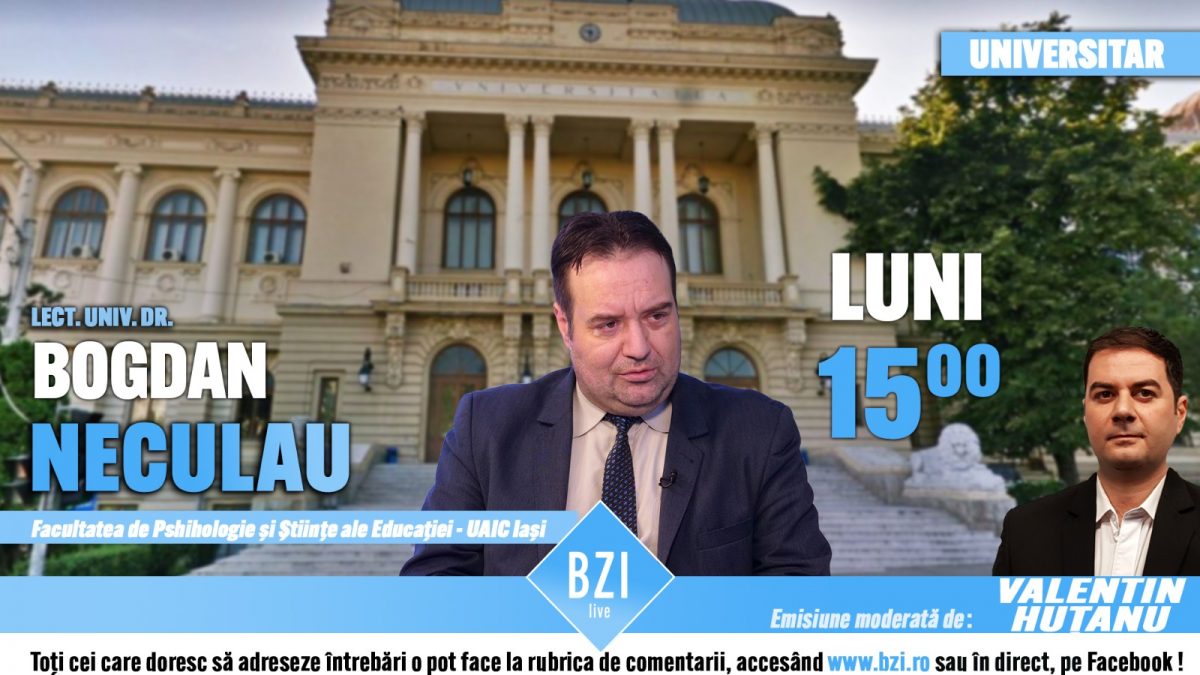 Despre educaţie şi fondarea celui mai nou liceu din ţară, într-o ediţie specială BZI LIVE alături de lect. univ. dr. Bogdan Constantin Neculau, coordonatorul acestuia de la Universitatea „Cuza” din Iași