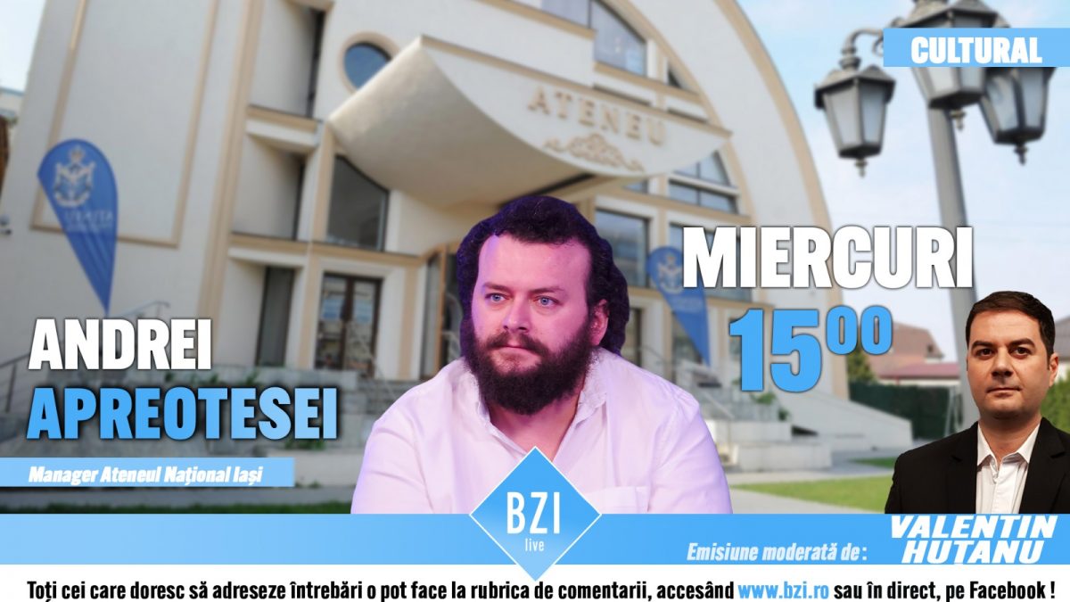 Cele mai proaspete, de impact şi valoare proiecte culturale şi artistice, reliefate în Studioul BZI LIVE alături de Andrei Apreotesei, managerul Ateneului Naţional din Iaşi