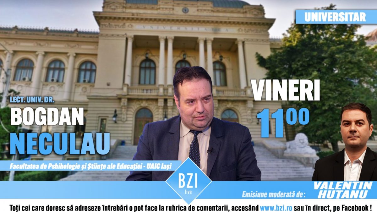Despre educaţie şi fondarea celui mai nou liceu din ţară, într-o ediţie specială BZI LIVE alături de lect. univ. dr. Bogdan Constantin Neculau, coordonatorul acestuia de la Universitatea „Cuza” din Iași