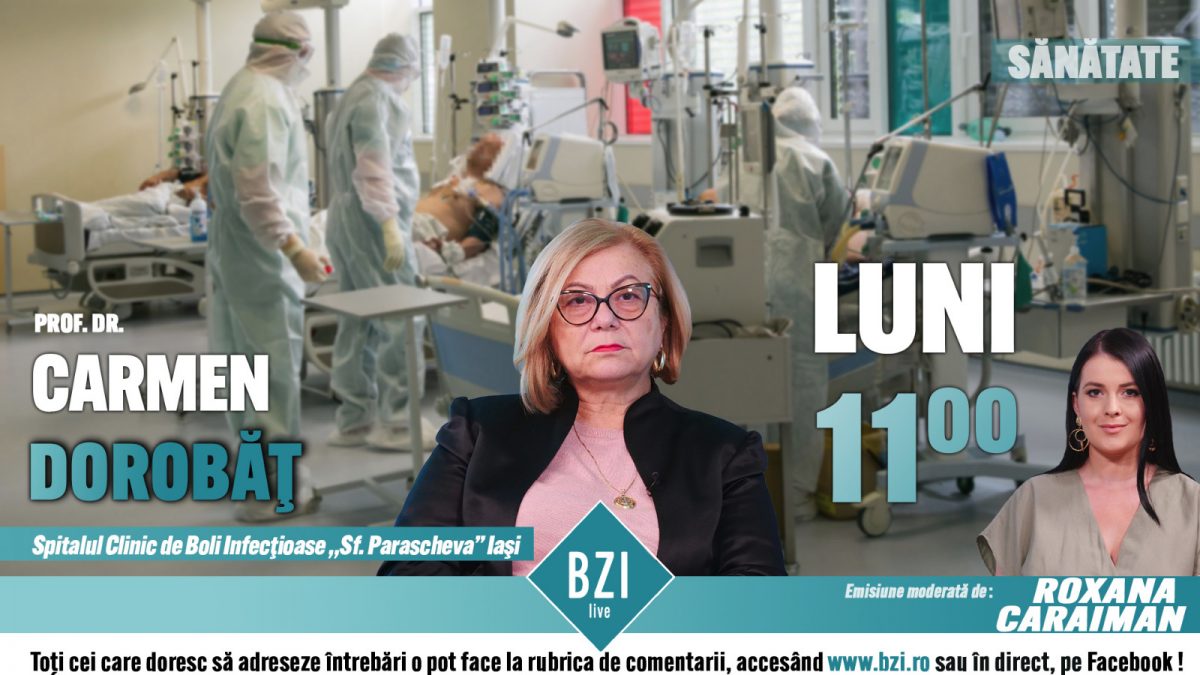 Până când vor apărea noi tulpini de coronavirus? Află răspunsul de la prof. dr. Carmen Dorobăț, medic primar boli infecțioase, oferit la BZI LIVE