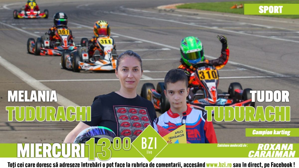 Cum este să fii copil și să conduci un kart cu peste 100km/h? Tudor Tudurachi, campionul care la 13 ani zboară pe circuit, într-un interviu la BZI LIVE alături de mama sa, Melania Tudurachi