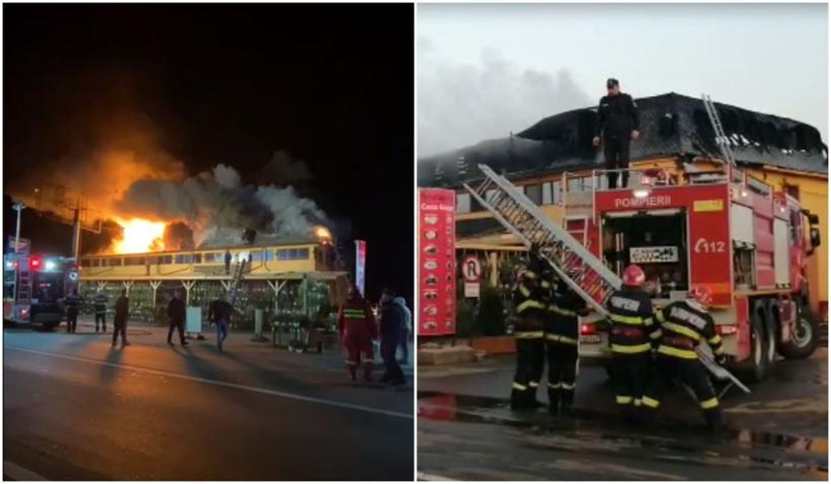Incendiu puternic la un motel din județul Buzău. Acoperișul, ars în totalitate