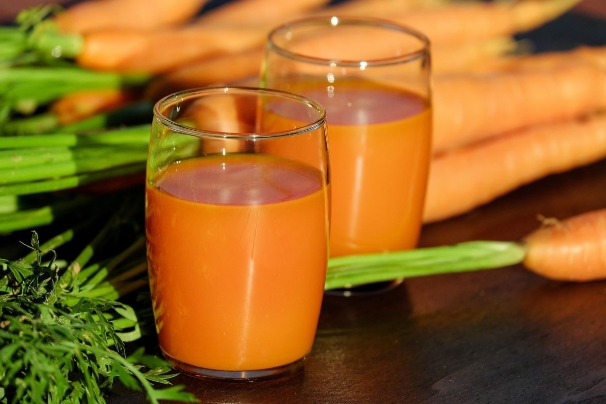 Two glasses of carrot juice