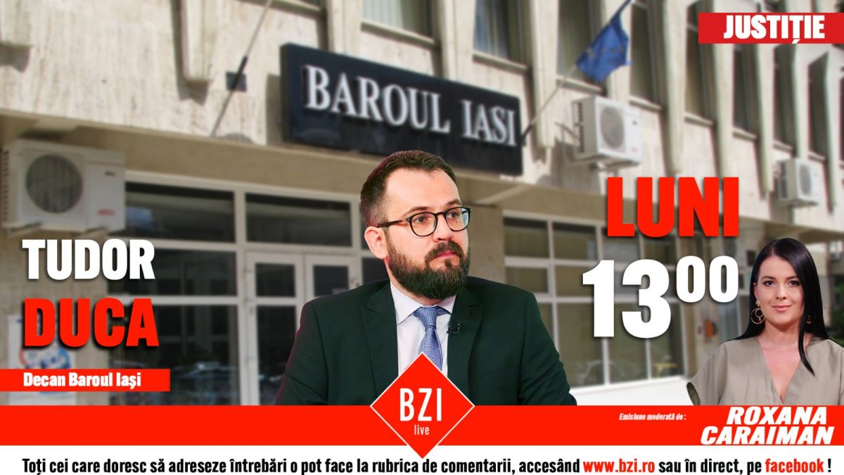 Vremuri tulburi pentru breasla avocaților. Despre presiunile exercitate asupra profesiei discută Tudor Duca, decanul Baroului Iași