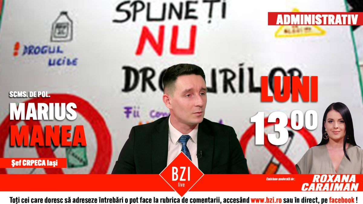 Strategii antidrog și eficiența programelor implementate. Subcomisarul de poliție Marius Manea discută despre rezultate la BZI LIVE