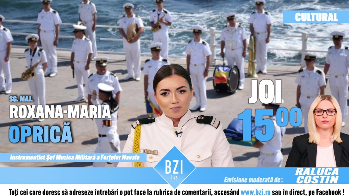 Povestea unei cariere de succes. Roxana Oprică, instrumentist – șef în cadrul Fanfarei Militare a Forţelor Navale Române, vine la BZI LIVE