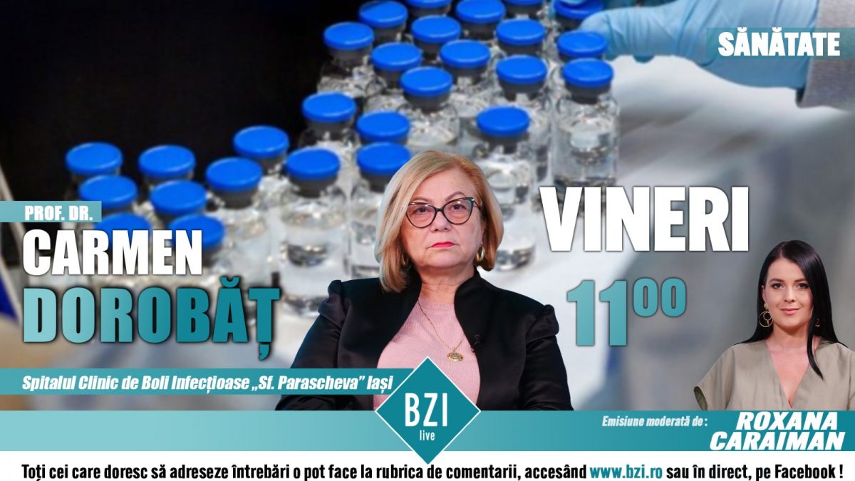 Numărul cazurilor de COVID-19 continuă să scadă masiv. Despre situația în județul Iași discută prof. dr. Carmen Dorobăț la BZI LIVE