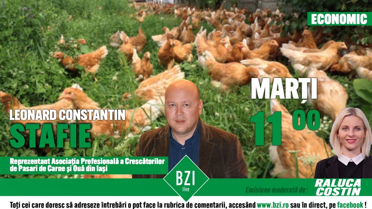 Nu ratați această ediție BZI LIVE! Emisiune incendiara cu Leonard Constantin Stafie, specialist în avicultură, într-o discuție despre gripă aviară și investigațiile Consiliului Concurenței din sectorul avicol!