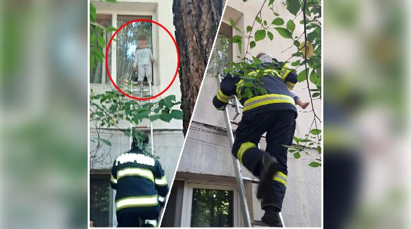 Clipe de panică în Focșani. Un copil de doi ani a ieșit pe geam și s-a plimbat pe pervaz. Pompierii au intervenit