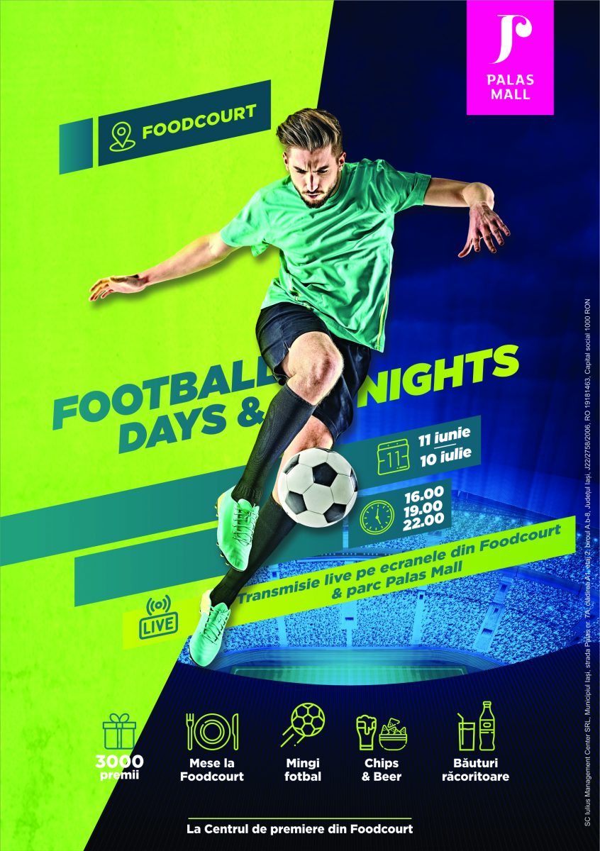 Campionatul UEFA 2020 se vede în aer liber, iar premiile sunt în foodcourt, la Palas