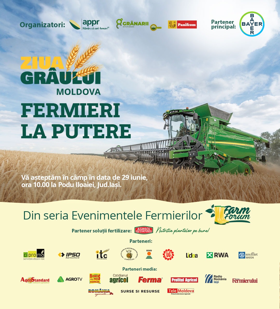 „Ziua Grâului Moldova 2021”, organizată de ACCPT Grânari – „Dă-te pe brazdă” Iași și APPR – Mândru că sunt fermier!