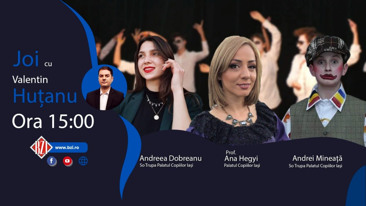 Despre teatru, un interesant proiect intitulat „Memory History”, profesie, implicare şi pasiune, în Studioul BZI LIVE alături de actorul Ana Hegyi şi liceenii Andrei Mineata, clasa a X-a şi membru „So Trupa” respectiv Andreea Dobreanu, clasa a XI-a, membru tot „So Trupa”, de la Palatul Copiilor Iaşi