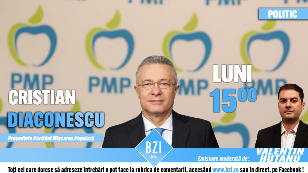 O nouă emisiune-dialog de interes şi impact naţional, doar în Platoul BZI LIVE! Invitat special, Cristian Diaconescu, liderul naţional al Partidului Mişcarea Populară