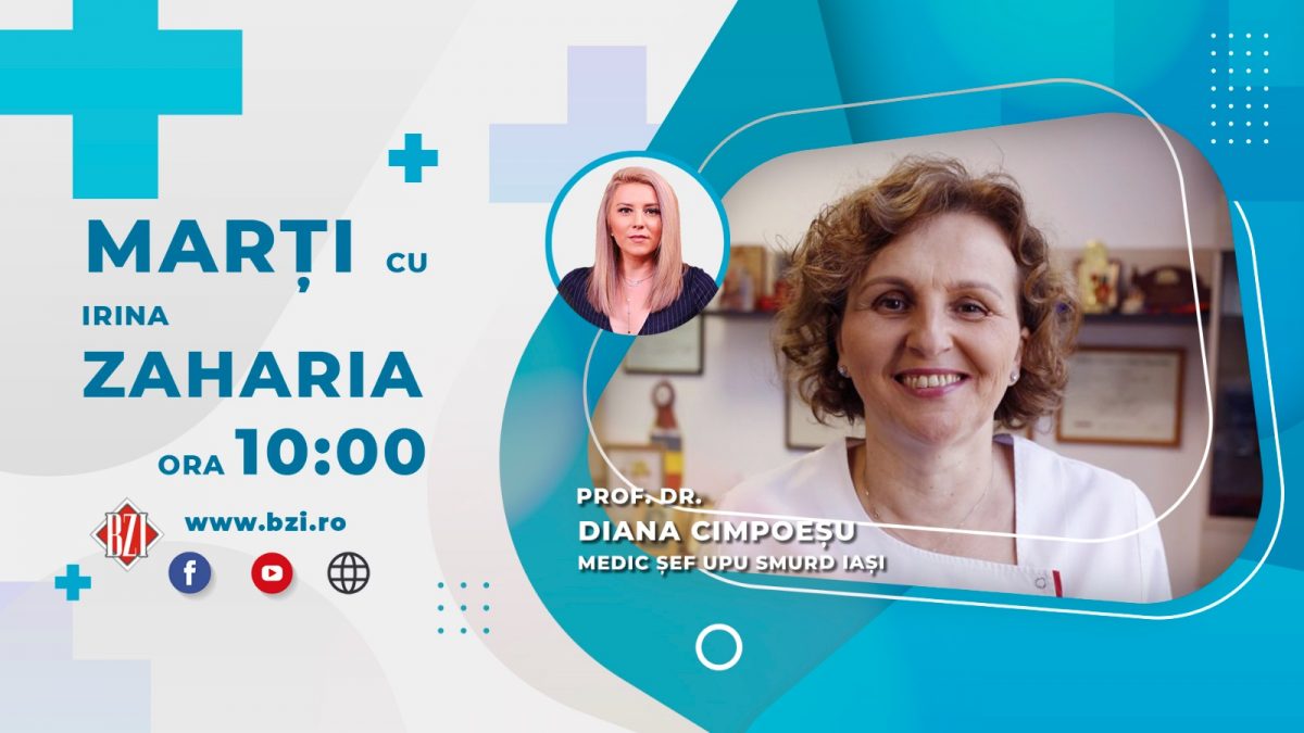 Spitalele ieșene au revenit la activitatea normală. Cu ce cazuri se confruntă medicii se va discuta alături de prof. dr. Diana Cimpoeșu, coordonator SMURD Iaşi, în Platoul BZI LIVE