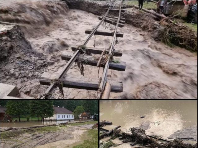Calea ferată pe care circula Mocănița a fost distrusă de viitură