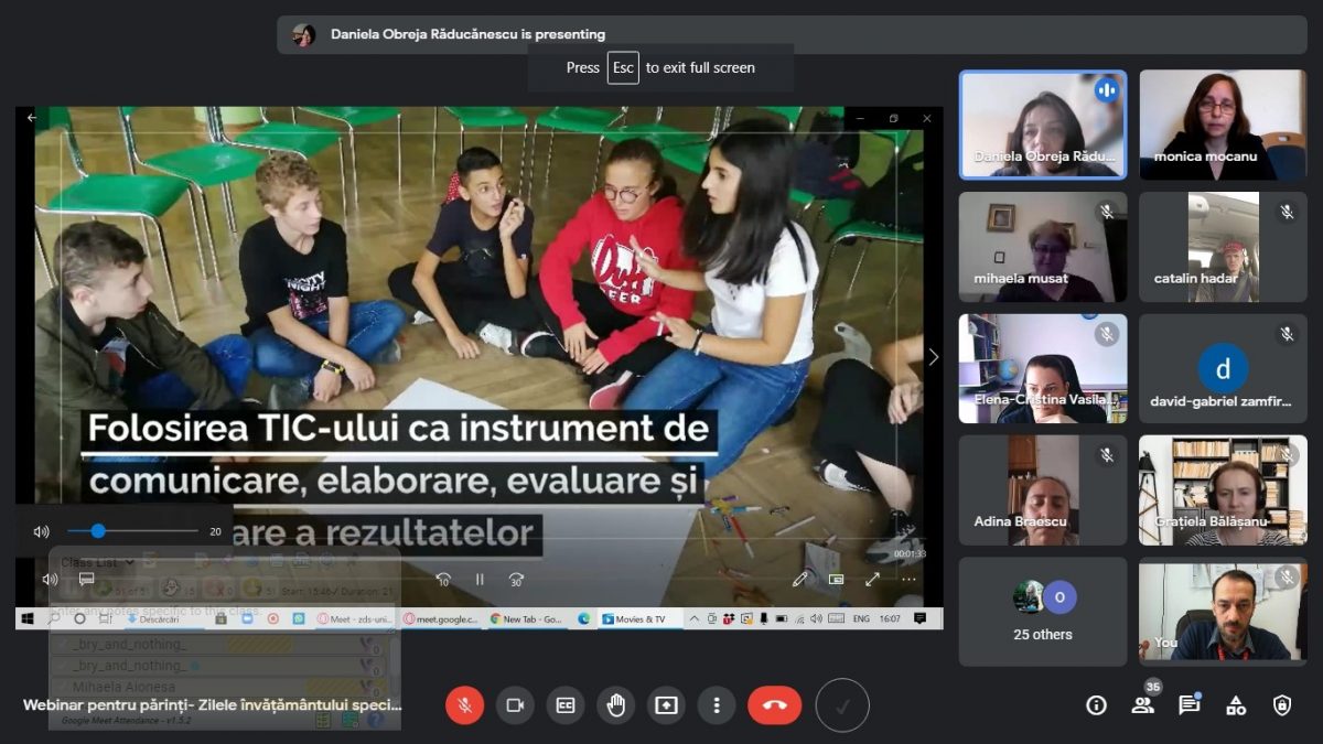 Webinar online, desfășurat la Liceul Tehnologic Special „Vasile Pavelcu” din Iași