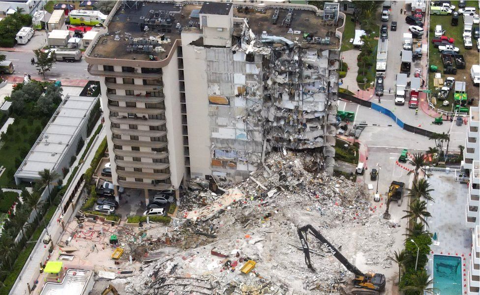 Structura rămasă după prăbușirea clădirii din Miami a fost demolată de autorități