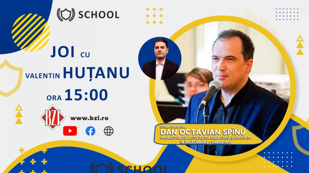 Despre proiecte, activităţi academice şi universul aparte al Artelor, în Studioul BZI LIVE alături de conf. univ. dr. Dan Octavian Spînu, prorector cu activitatea didactică şi calitate în învăţământ în cadrul UNAGE Iaşi