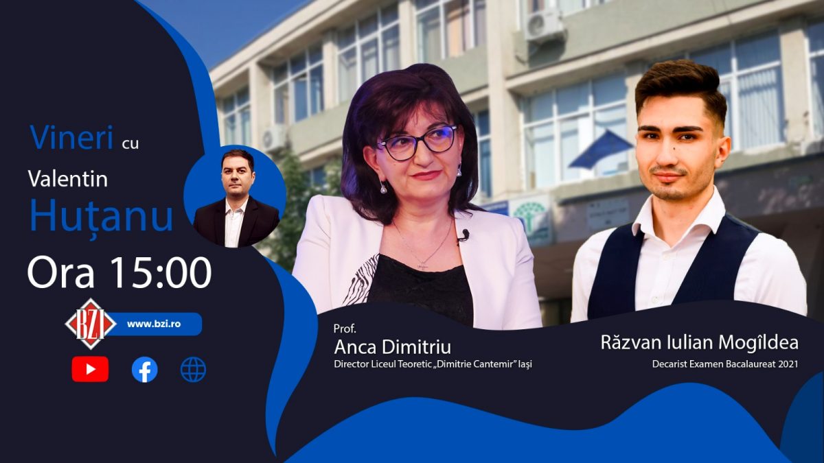 Ediţie BZI LIVE despre povestea de succes a liceanului din Iaşi, care trăieşte la ţară şi care a luat nota 10 la Bacalaureat 2021. Invitaţi prof. Anca Dimitriu şi tânărul Răzvan Iulian Mogîldeaţă – Liceul Teoretic „Dimitrie Cantemir