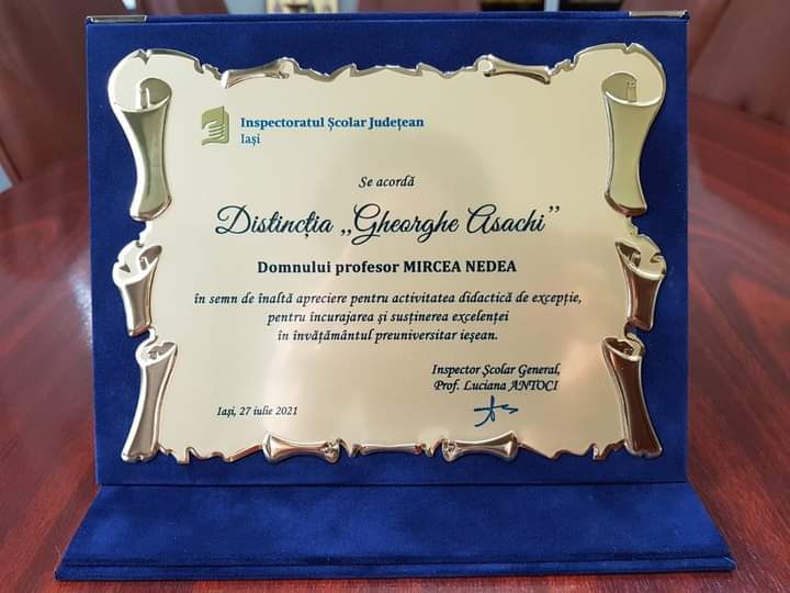 Inspectoratul Școlar Județean Iași a conferit Distincția „Gheorghe Asachi” profesorilor coordonatori ai Proiectului SAP-ed – Studii aprofundate pentru copii defavorizați